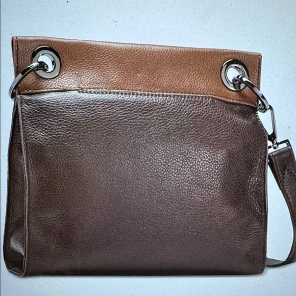 Hammitt Two-Tone Brown Leather Messenger Bag